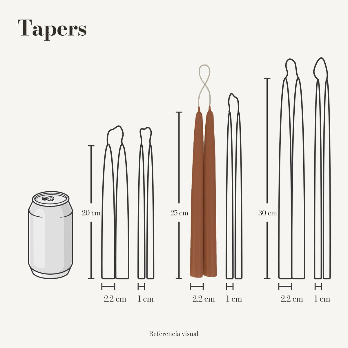 Tapers Café Claro 2.2 x 25 cm