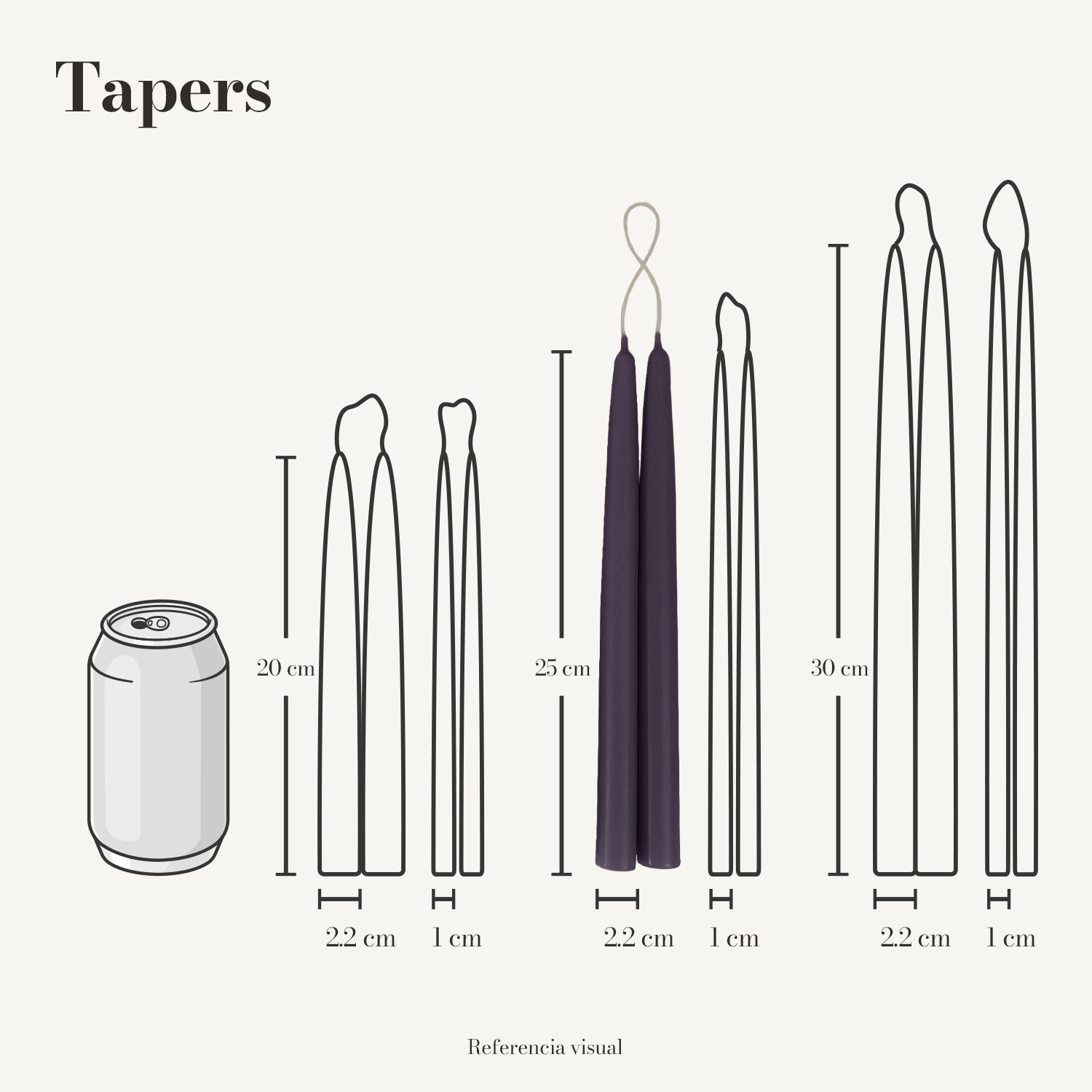 Tapers morado oscuro - La Vela Amaltea