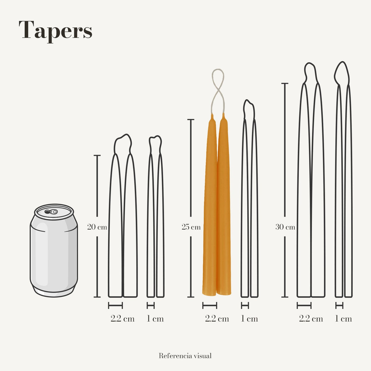 Tapers Naranja 2.2 x 25 cm