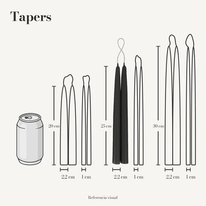Tapers Negro 2.2 x 25 cm