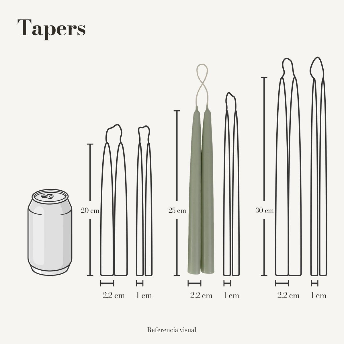 Tapers Pistache 2.2 x 25 cm