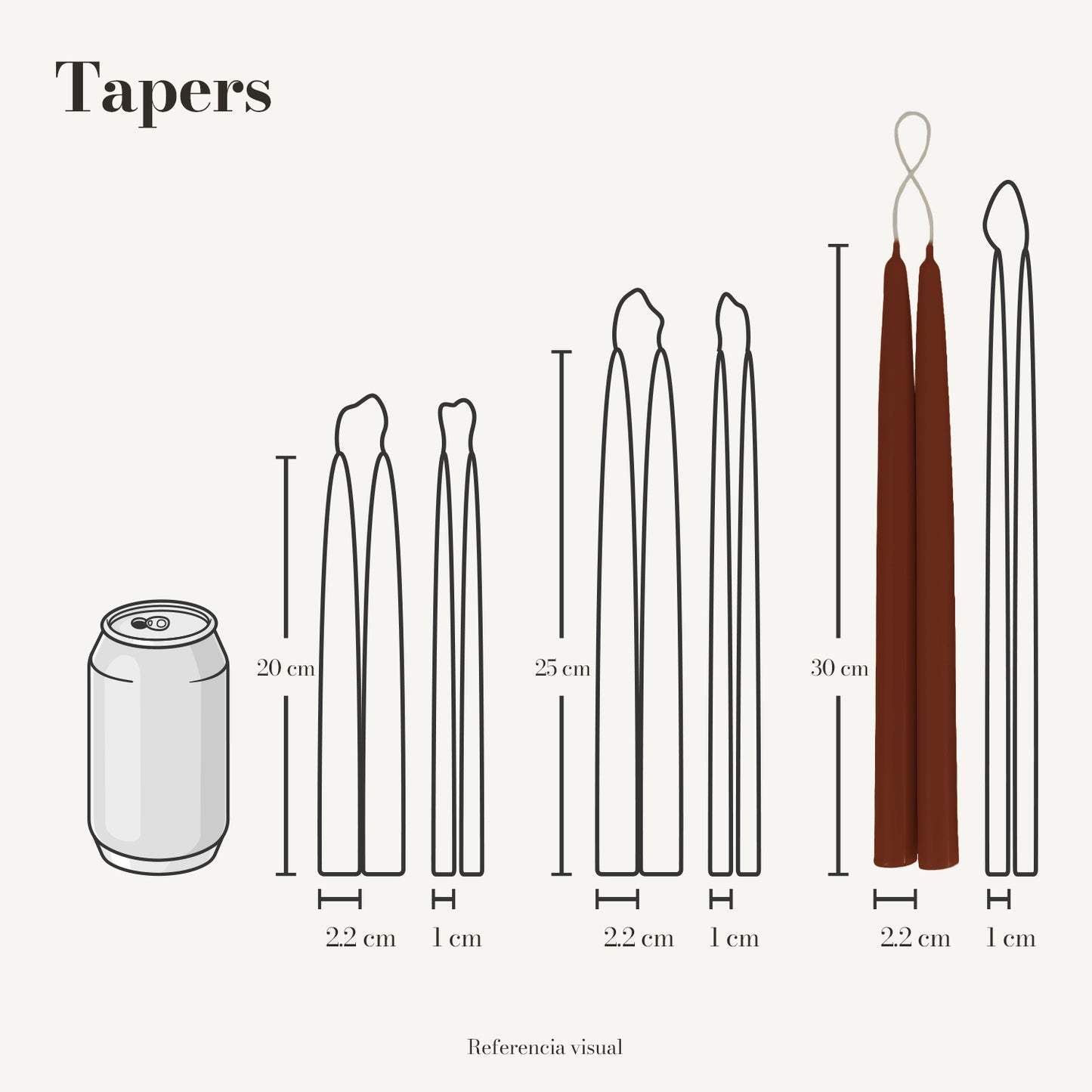 Tapers café oscuro - La Vela Amaltea