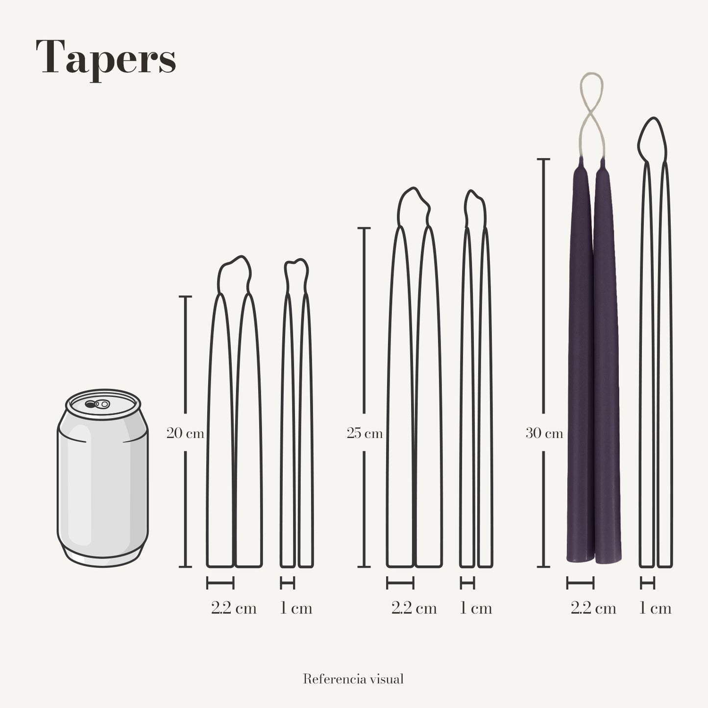 Tapers morado oscuro - La Vela Amaltea
