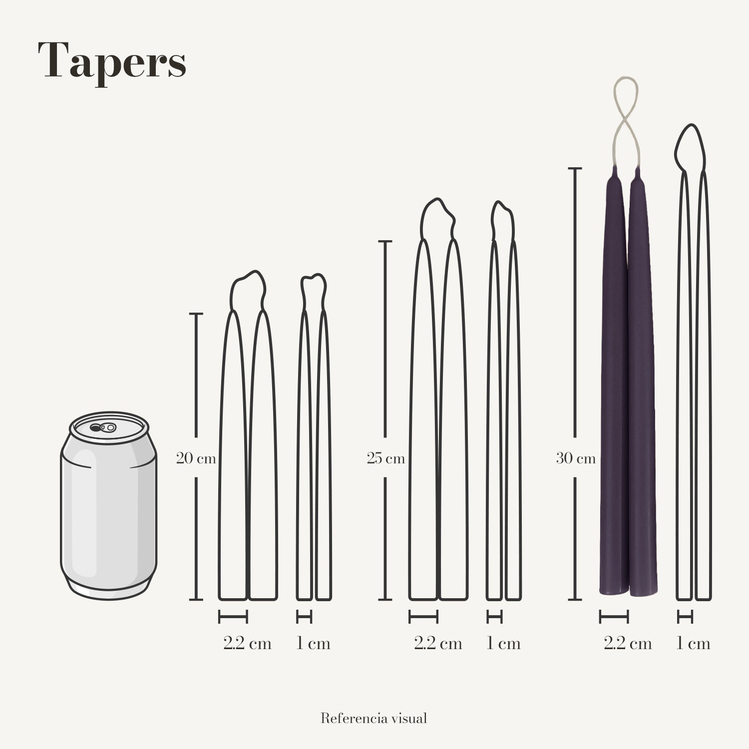 Tapers morado oscuro - La Vela Amaltea
