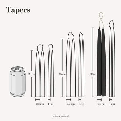 Tapers Negro 2.2 x 30 cm
