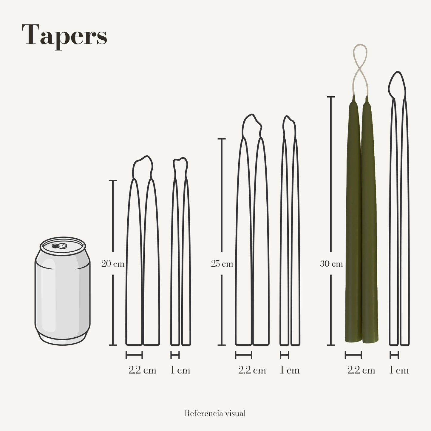 Tapers verde olivo - La Vela Amaltea