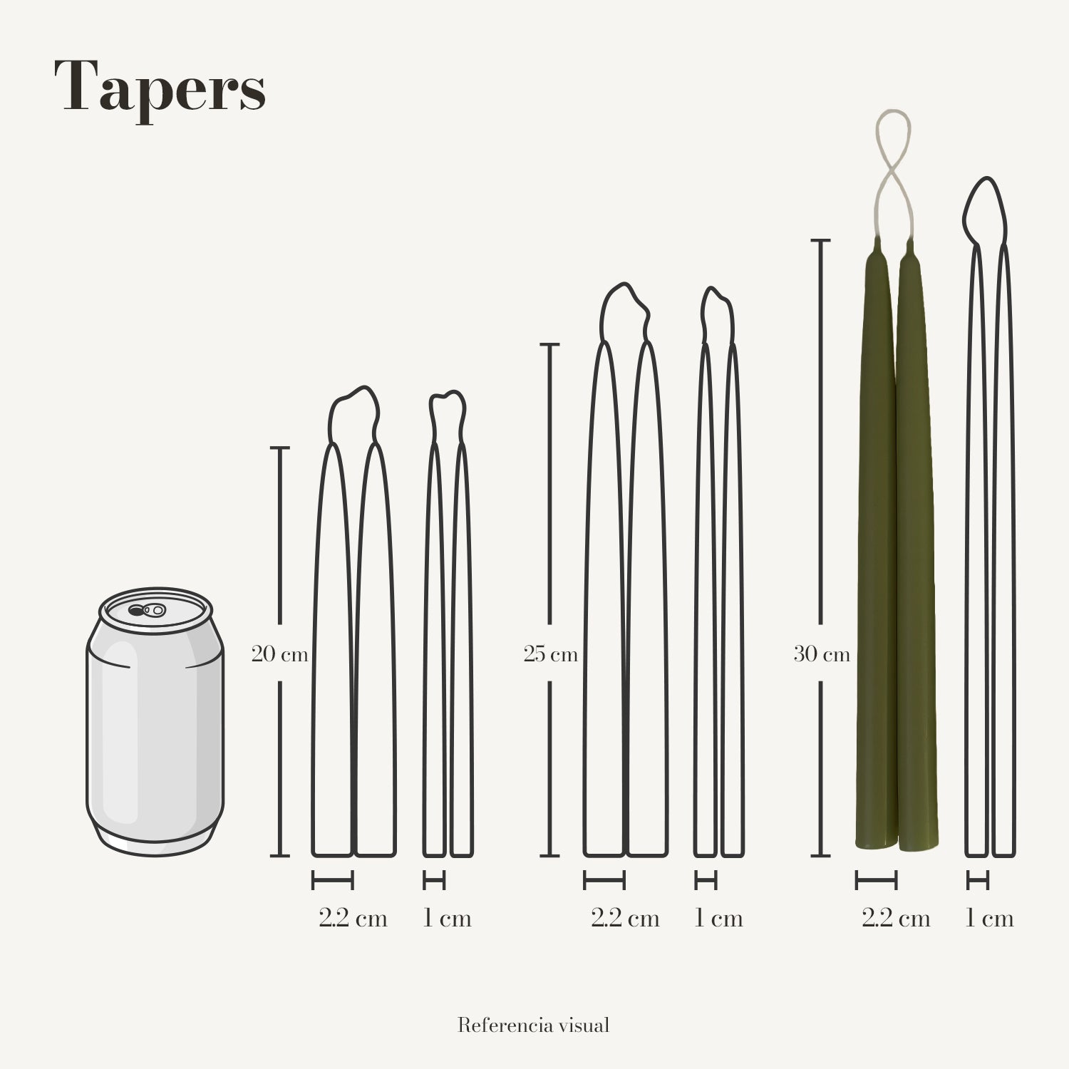 Tapers verde olivo - La Vela Amaltea