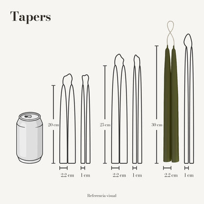 Tapers verde olivo - La Vela Amaltea