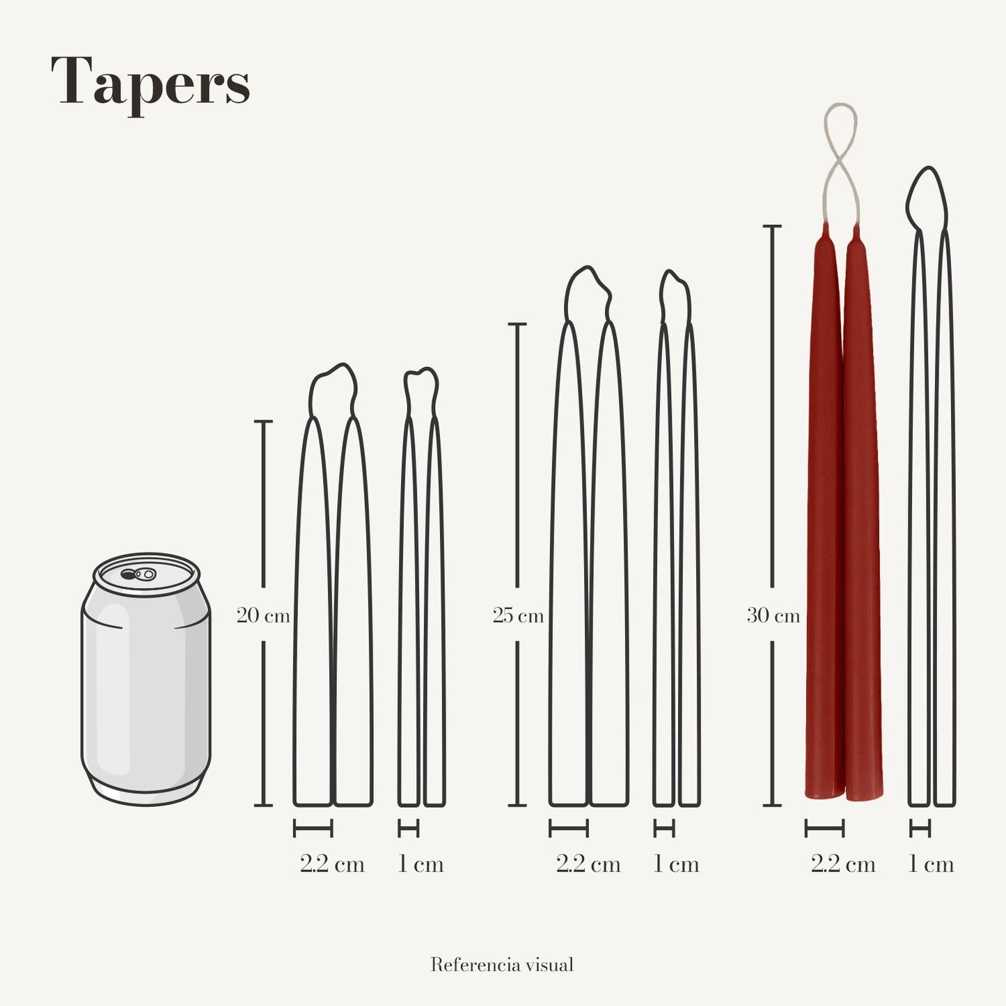 Tapers terracota oscuro - La Vela Amaltea